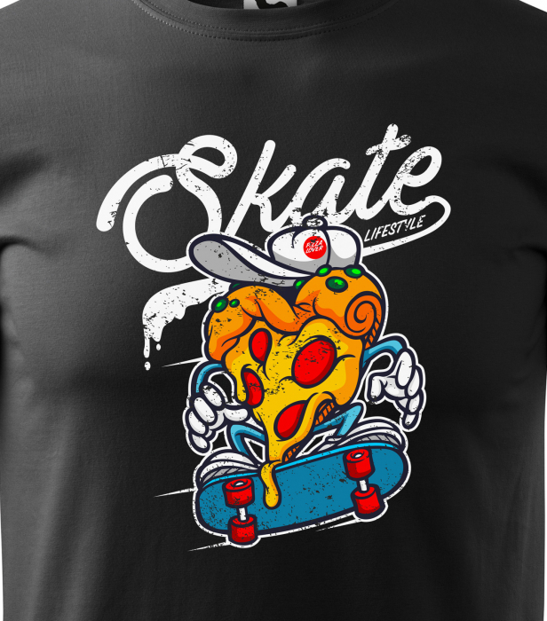 Tricou, idee de cadou, pentru pasionatii de skateboard, Pizza Lover Skater [2]