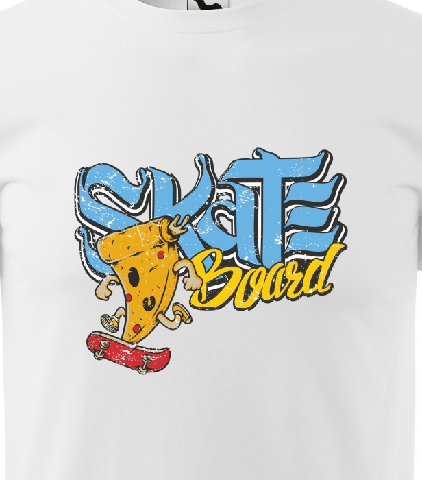 Tricou, idee de cadou, pentru pasionatii de skateboard, Pizza on SkateBoard [2]