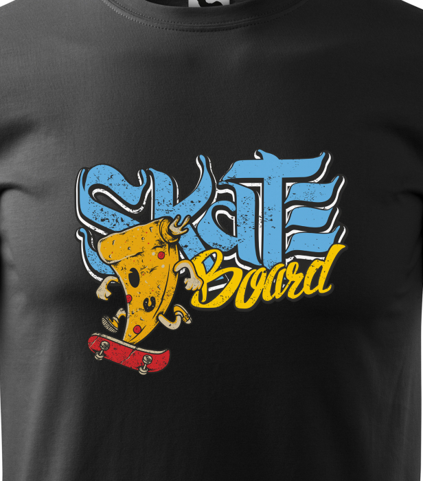 Tricou, idee de cadou, pentru pasionatii de skateboard, Pizza on SkateBoard [2]