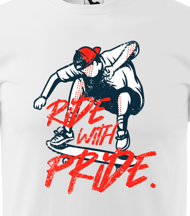 Tricou, idee de cadou, pentru pasionatii de skateboard, Ride with Pride [2]