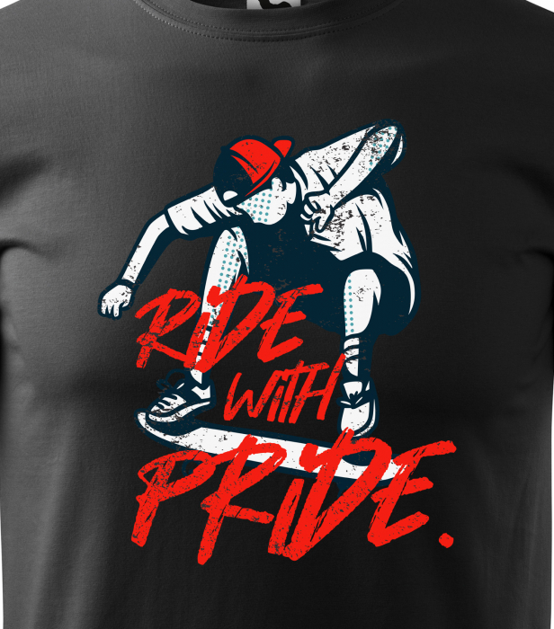 Tricou, idee de cadou, pentru pasionatii de skateboard, Ride with Pride [2]