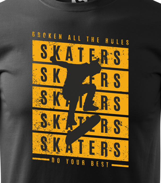 Tricou, idee de cadou, pentru pasionatii de skateboard, Skate Broke all the Rules [2]