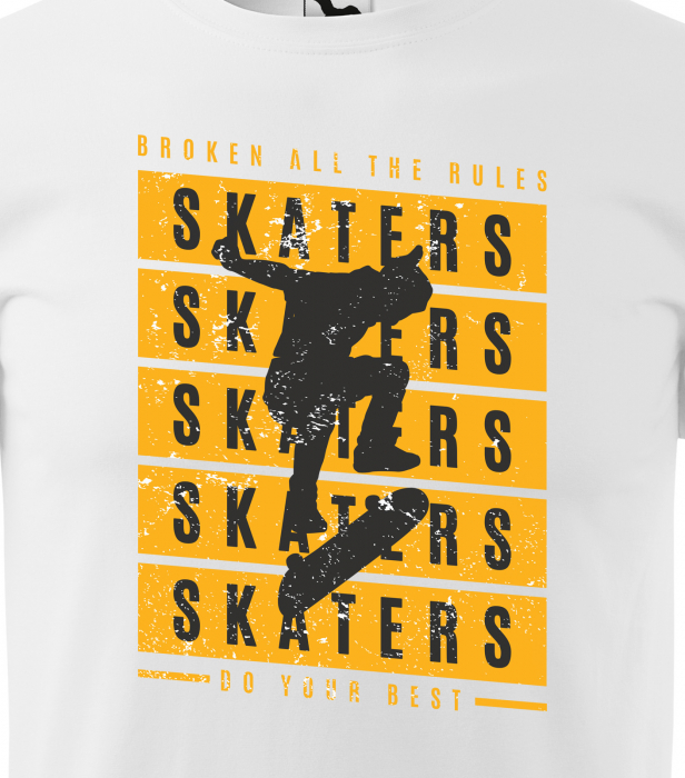 Tricou, idee de cadou, pentru pasionatii de skateboard, Skate Broke all the Rules [2]
