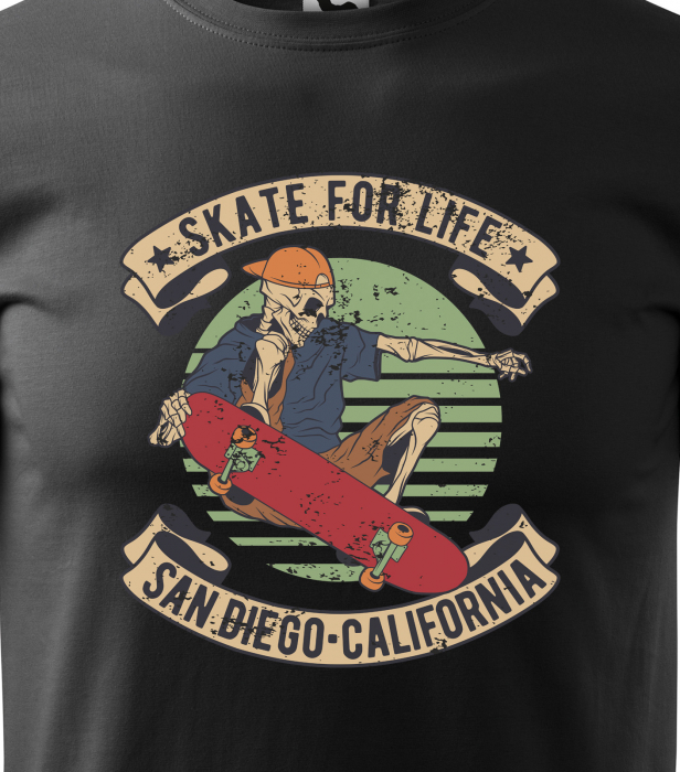 Tricou, idee de cadou, pentru pasionatii de skateboard, Skate for Life San Diego [2]