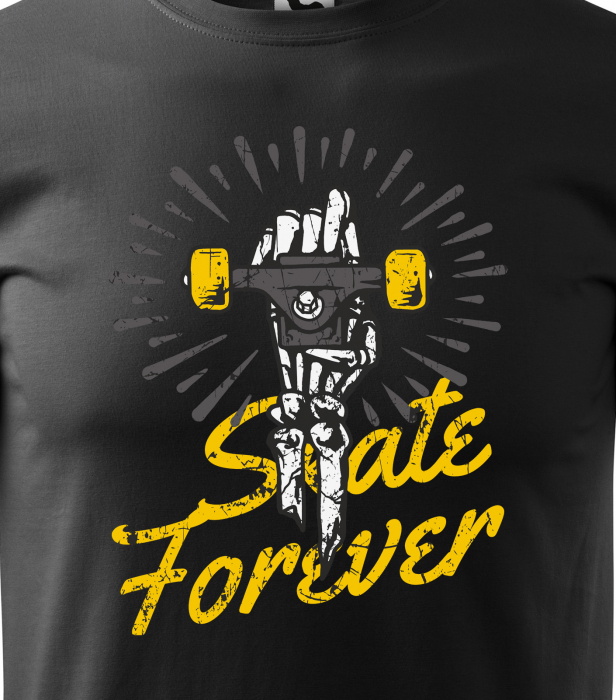 Tricou, idee de cadou, pentru pasionatii de skateboard, Skate Forever Bone Hand [2]