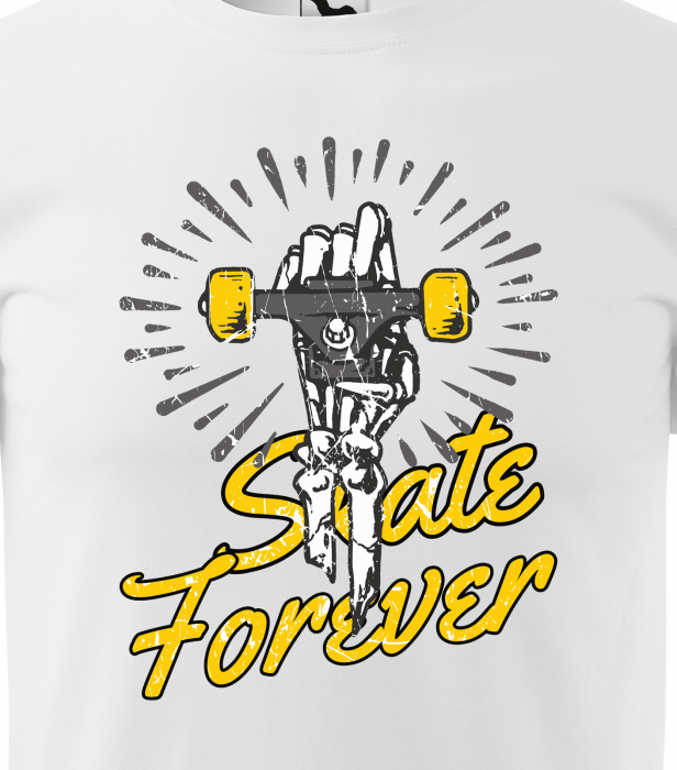 Tricou, idee de cadou, pentru pasionatii de skateboard, Skate Forever Bone Hand [2]