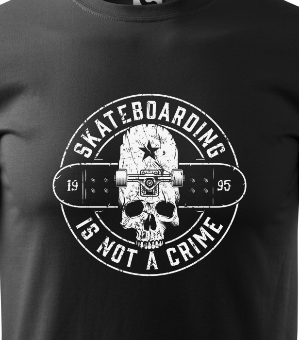 Tricou, idee de cadou, pentru pasionatii de skateboard, Skate is Not a Crime Star Skull [2]