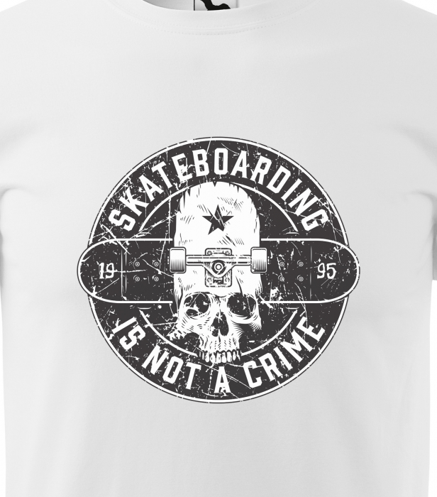 Tricou, idee de cadou, pentru pasionatii de skateboard, Skate is Not a Crime Star Skull [2]
