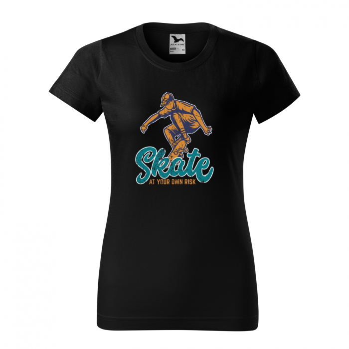 Tricou, idee de cadou, pentru pasionatii de skateboard, Skate Oldschool At Your Own Risk [1]