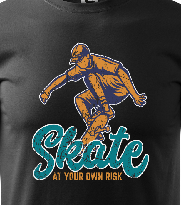 Tricou, idee de cadou, pentru pasionatii de skateboard, Skate Oldschool At Your Own Risk [2]