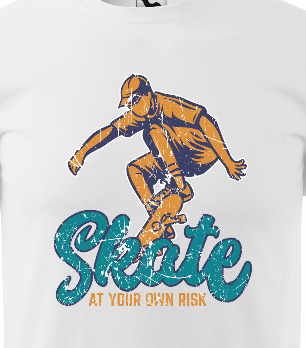 Tricou, idee de cadou, pentru pasionatii de skateboard, Skate Oldschool At Your Own Risk [2]