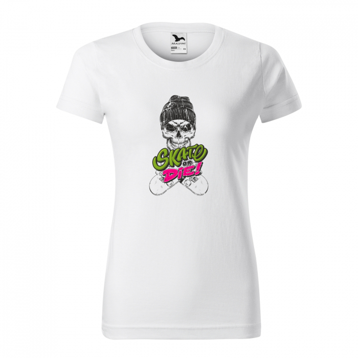 Tricou, idee de cadou, pentru pasionatii de skateboard, Skate or Die Cap Skull [1]