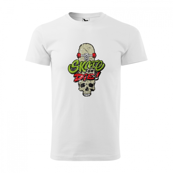 Tricou, idee de cadou, pentru pasionatii de skateboard, Skate or Die Head Skull [1]