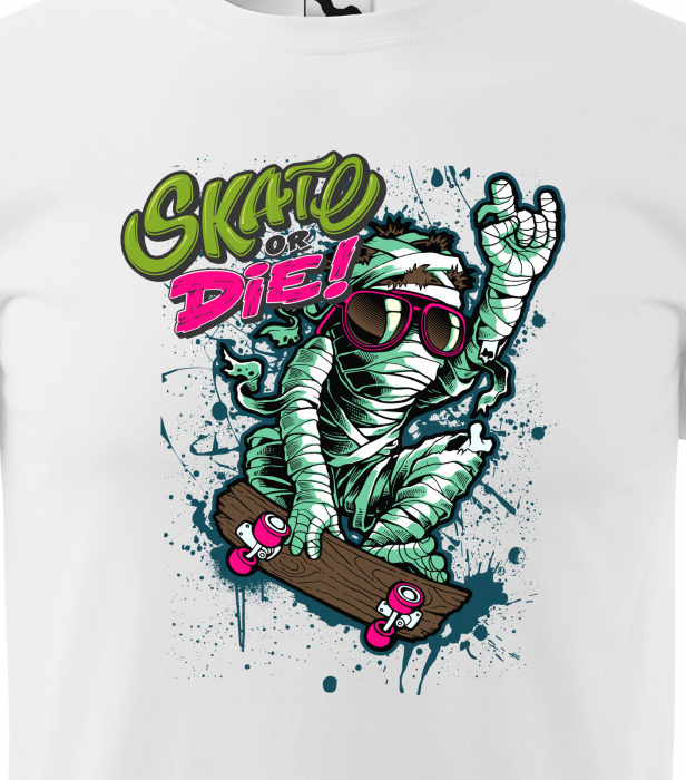 Tricou, idee de cadou, pentru pasionatii de skateboard, Skate or Die Mummy [2]