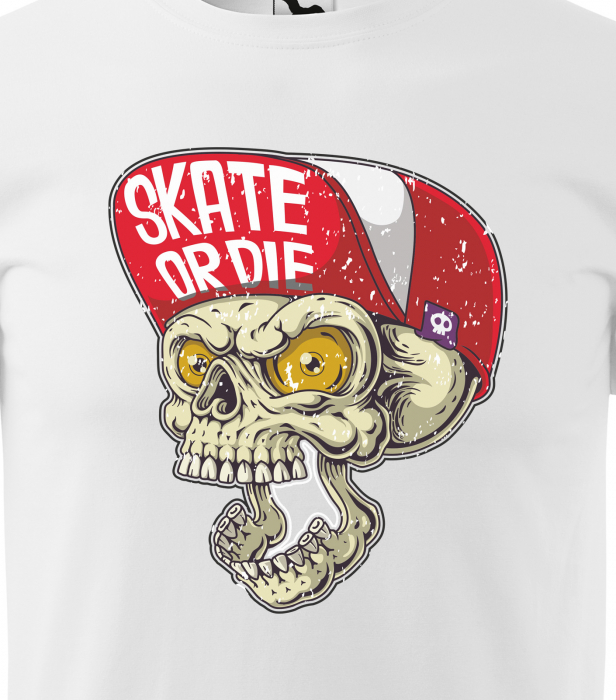 Tricou, idee de cadou, pentru pasionatii de skateboard, Skate or Die Skull [2]