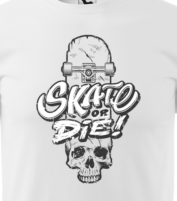 Tricou, idee de cadou, pentru pasionatii de skateboard, Skate or Die Skull on Board [2]