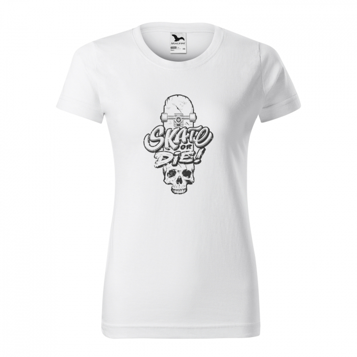 Tricou, idee de cadou, pentru pasionatii de skateboard, Skate or Die Skull on Board [1]
