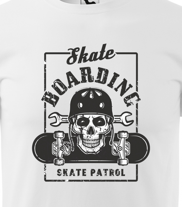 Tricou, idee de cadou, pentru pasionatii de skateboard, Skate Patrol Skull [2]
