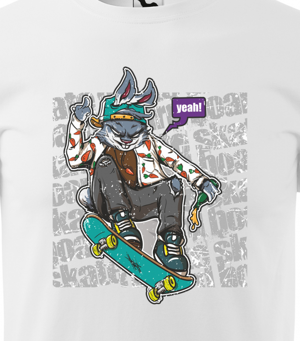 Tricou, idee de cadou, pentru pasionatii de skateboard, Skate Rabbit [2]