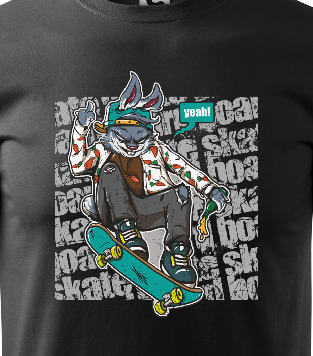 Tricou, idee de cadou, pentru pasionatii de skateboard, Skate Rabbit [2]