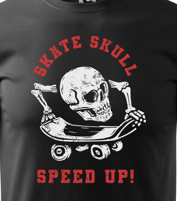 Tricou, idee de cadou, pentru pasionatii de skateboard, Skate Skull SpeedUp [2]