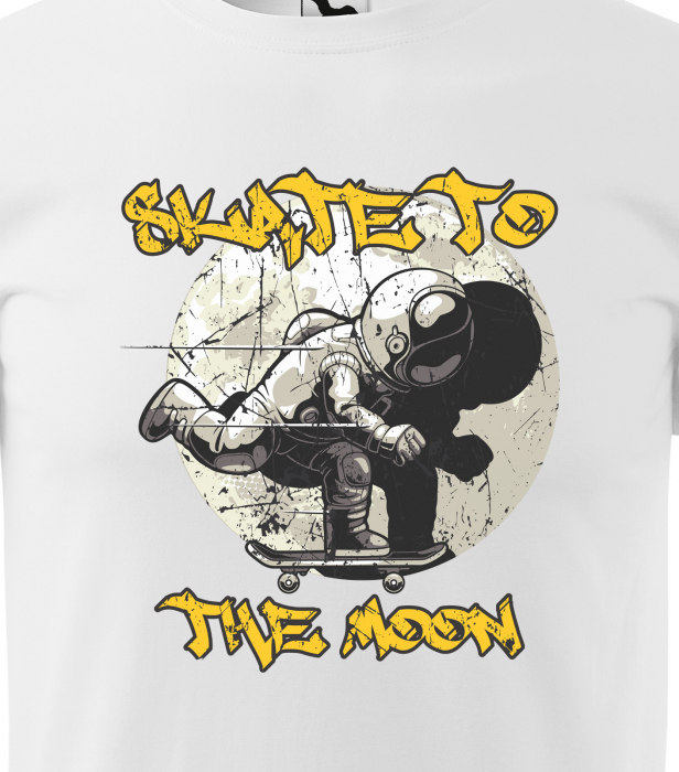 Tricou, idee de cadou, pentru pasionatii de skateboard, Skate to the Moon [2]