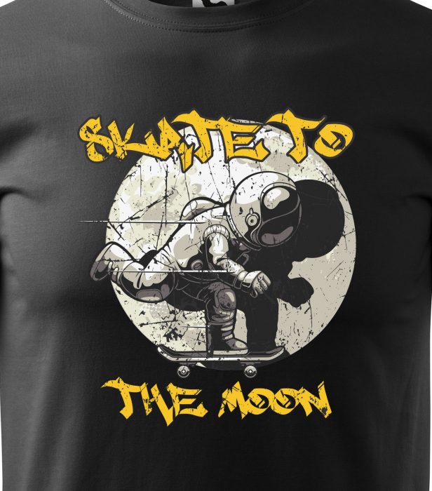 Tricou, idee de cadou, pentru pasionatii de skateboard, Skate to the Moon [2]