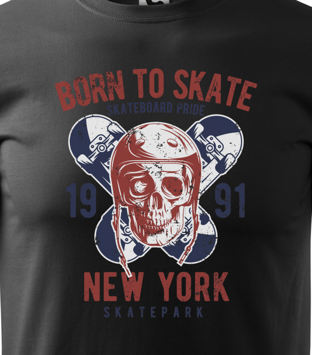 Tricou, idee de cadou, pentru pasionatii de skateboard, Skateboard Skull Pride [2]