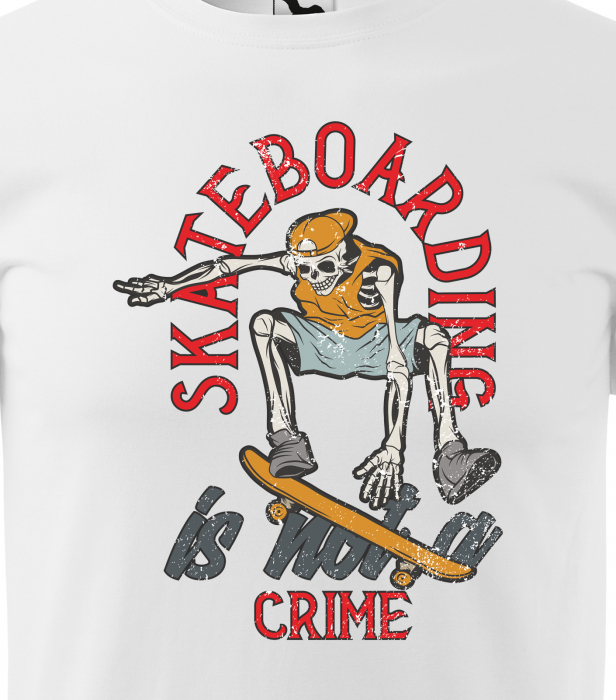 Tricou, idee de cadou, pentru pasionatii de skateboard, Skateboarding is Not a Crime [2]