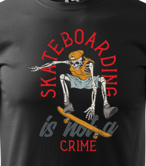 Tricou, idee de cadou, pentru pasionatii de skateboard, Skateboarding is Not a Crime [2]