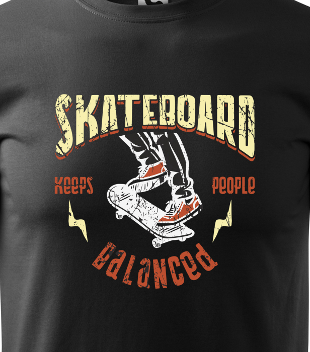 Tricou, idee de cadou, pentru pasionatii de skateboard, Skateboarding Keeps People Balancing [2]