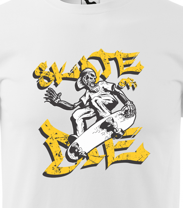 Tricou, idee de cadou, pentru pasionatii de skateboard, Skeleton Skate or Die [2]