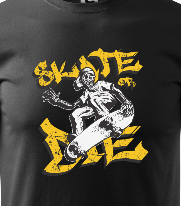 Tricou, idee de cadou, pentru pasionatii de skateboard, Skeleton Skate or Die [2]