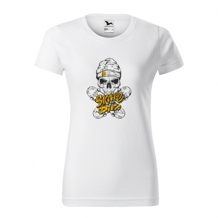 Tricou, idee de cadou, pentru pasionatii de skateboard, Skull Beanie Skate or Die [1]