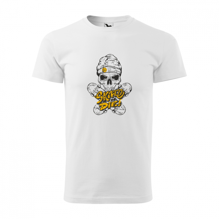 Tricou, idee de cadou, pentru pasionatii de skateboard, Skull Beanie Skate or Die [1]