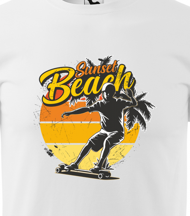 Tricou, idee de cadou, pentru pasionatii de skateboard, Sunset Beach [2]
