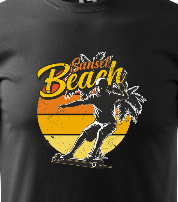 Tricou, idee de cadou, pentru pasionatii de skateboard, Sunset Beach [2]