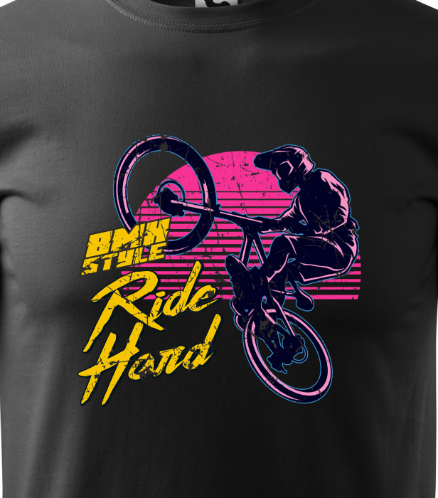 Tricou pentru biciclisti BMX, idee de cadou, BMX Style Ride Hard [2]