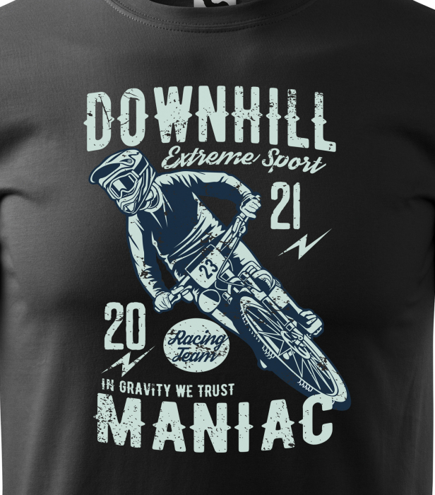 Tricou pentru biciclisti de downhill, idee de cadou, Downhill Maniac In Gravity We Trust [2]