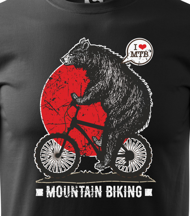 Tricou pentru biciclisti MTB, idee de cadou, Bear on Mountain Bike [2]