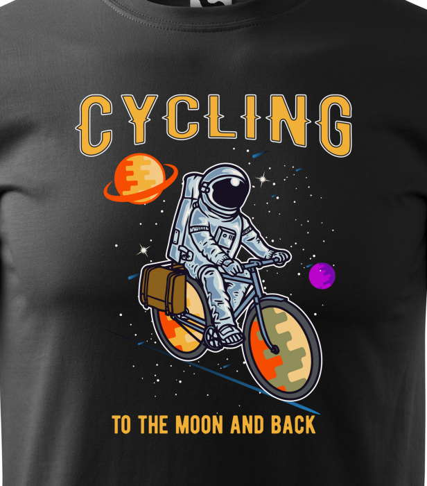 Tricou pentru biciclisti pasionati, idee de cadou, Cycling to the Moon and Back [2]