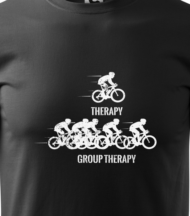 Tricou pentru biciclisti pasionati, idee de cadou, Cyclist Therapy vs Group Therapy [2]