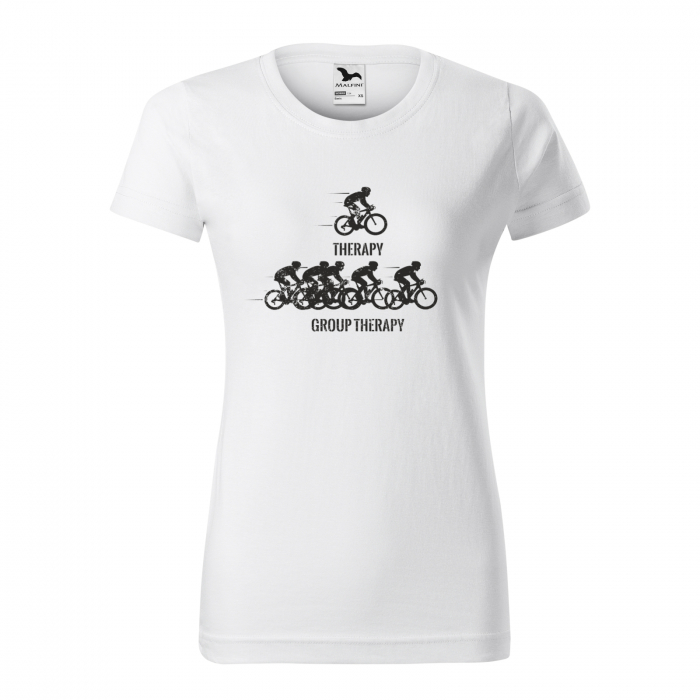 Tricou pentru biciclisti pasionati, idee de cadou, Cyclist Therapy vs Group Therapy [1]