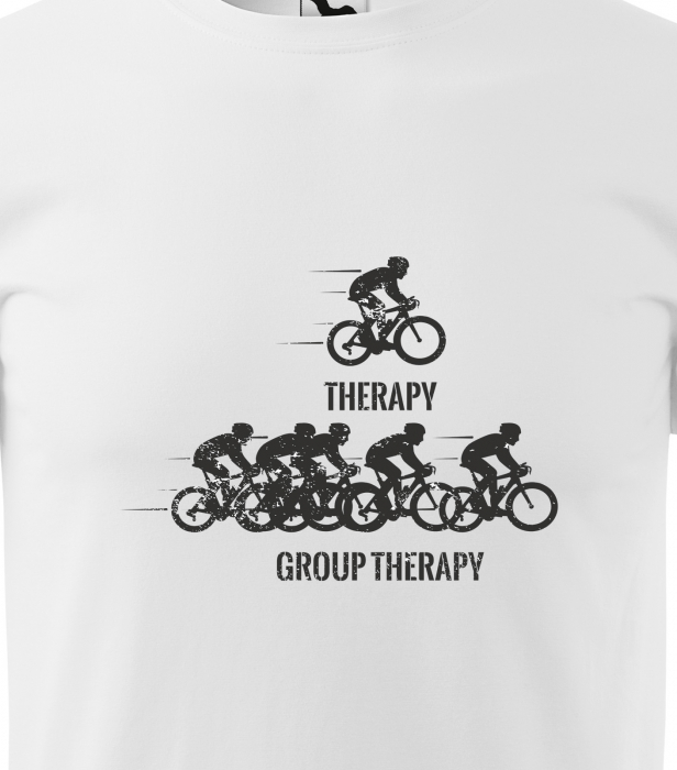Tricou pentru biciclisti pasionati, idee de cadou, Cyclist Therapy vs Group Therapy [2]