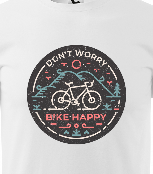 Tricou pentru biciclisti pasionati, idee de cadou, Dont Worry Bike Happy [2]