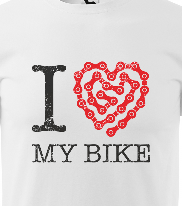 Tricou pentru biciclisti pasionati, idee de cadou, I Love my Bike Chain Heart [2]