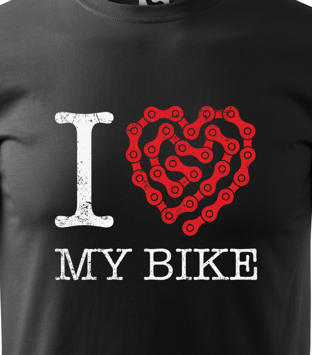 Tricou pentru biciclisti pasionati, idee de cadou, I Love my Bike Chain Heart [2]