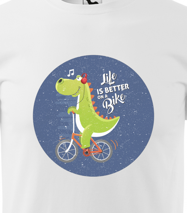 Tricou pentru biciclisti pasionati, idee de cadou, Life is Better on a Bike Singing Dinosaur [2]