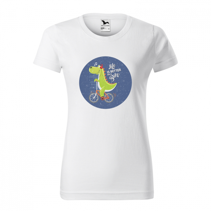 Tricou pentru biciclisti pasionati, idee de cadou, Life is Better on a Bike Singing Dinosaur [1]