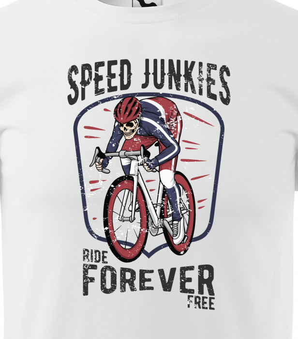 Tricou pentru biciclisti pasionati, idee de cadou, Speed Junkies Ride Forever Forever Free [2]